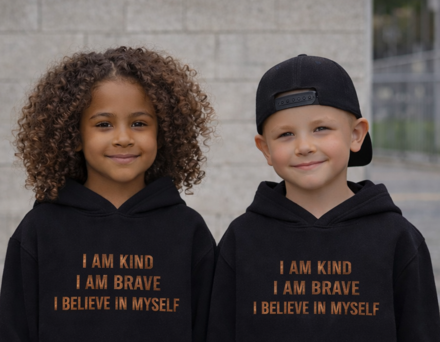 I Am Kind, I Am Brave – Kids Fleece Hoodie